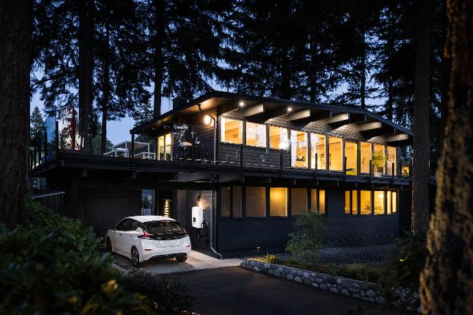 a car is parked in front of a house